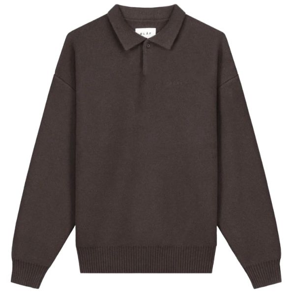 Olaf Oversized Knitted Longsleeve Polo Bruin