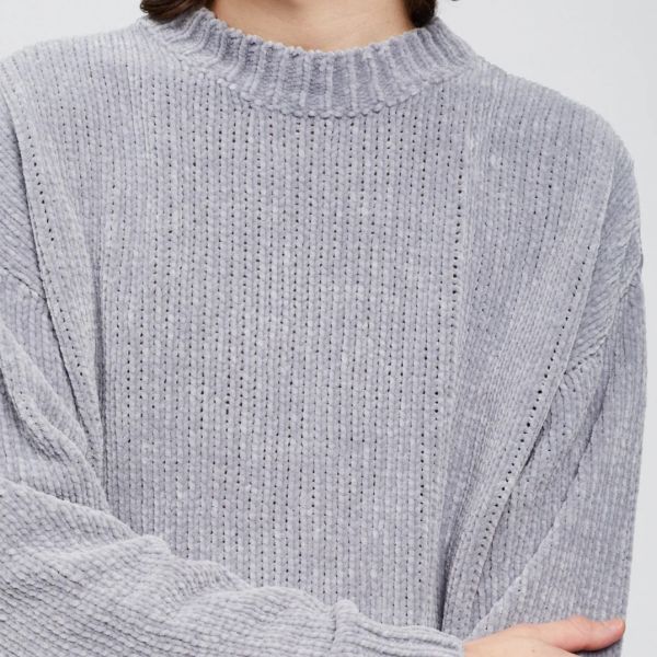 Bonsai Chenille Knit Sweater Grijs