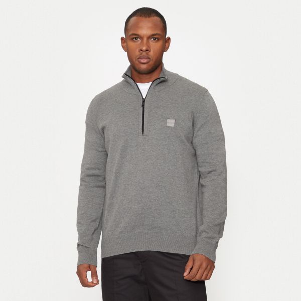 Boss Kanobix Zip Mock Sweater Grijs