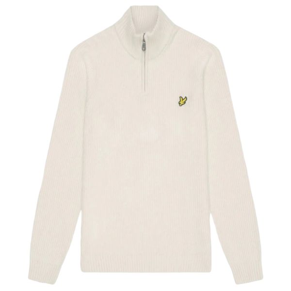 Lyle & Scott Shaker Stitch Quarter Zip Sweater Beige