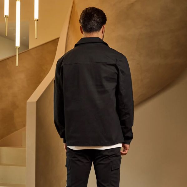 Malelions Cotton Zip Overshirt Zwart