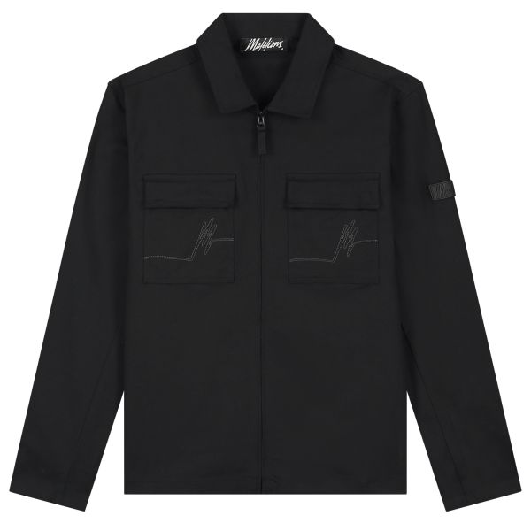 Malelions Cotton Zip Overshirt Zwart