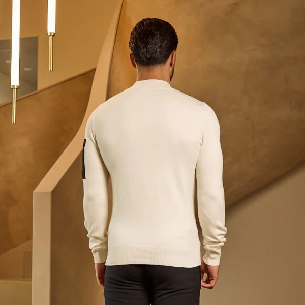 Malelions Knitted Pocket Sweater Off White