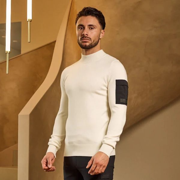 Malelions Knitted Pocket Sweater Off White