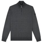 Malelions Knitted Quarter Zip Sweater Antraciet