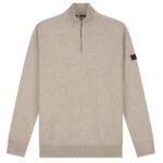 Malelions Knitted Quarter Zip Sweater Beige
