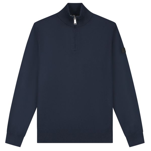 Malelions Knitted Quarter Zip Sweater Navy