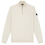 Malelions Knitted Quarter Zip Sweater Off White