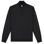Malelions Knitted Quarter Zip Sweater Zwart