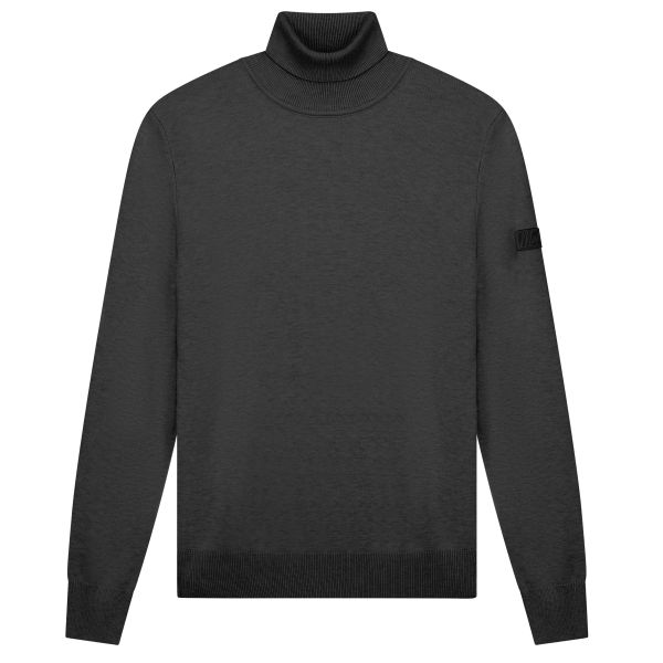 Malelions Knitted Turtleneck Sweater Antraciet