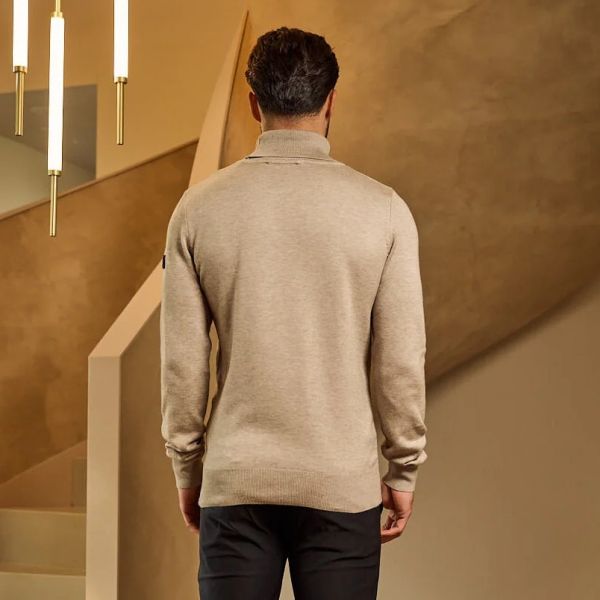 Malelions Knitted Turtleneck Sweater Beige