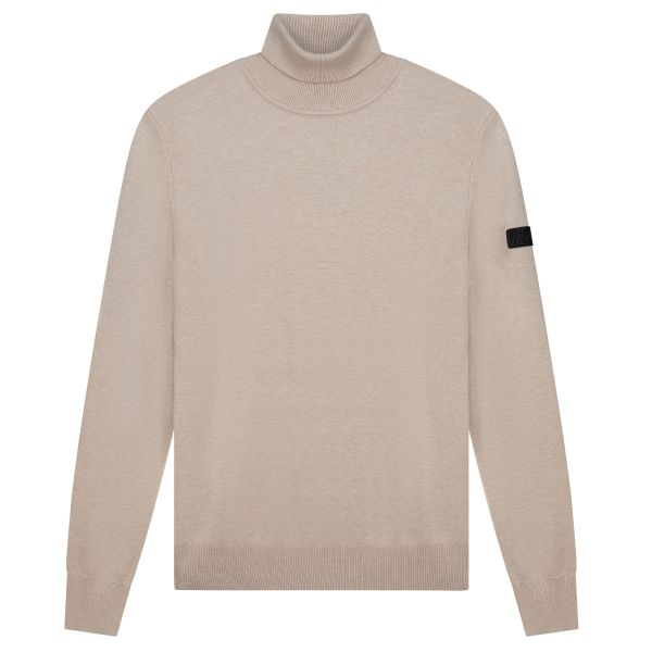 Malelions Knitted Turtleneck Sweater Beige