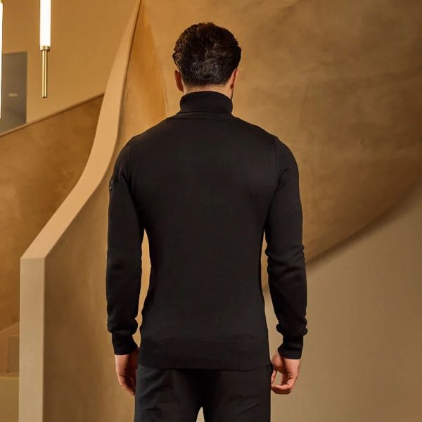 Malelions Knitted Turtleneck Sweater Zwart