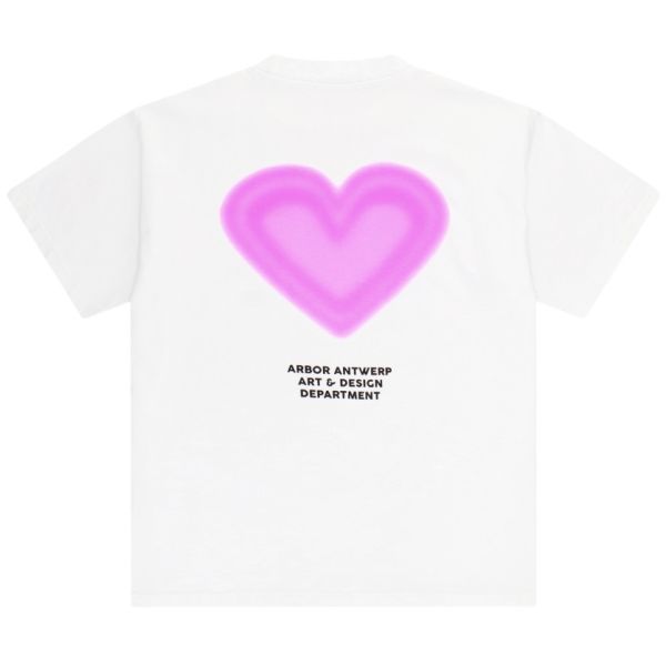 Arbor Antwerp Pink Gradient Heart T-shirt Wit