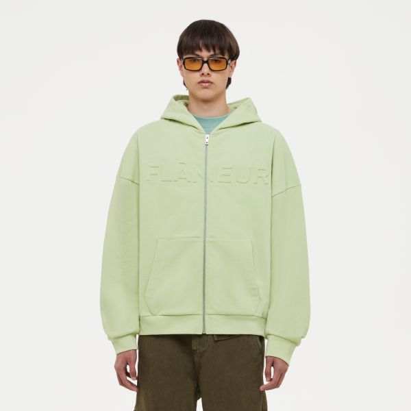 Flâneur Embossed Zip-Up Vest Licht Groen