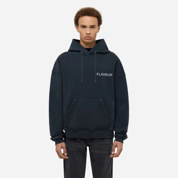 Flâneur Washed Flâneur Hoodie Zwart