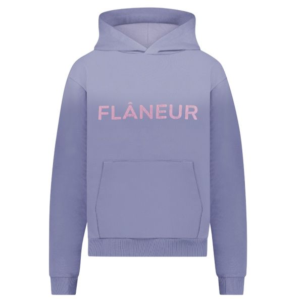 Flâneur Washed Puffed Logo Hoodie Paars