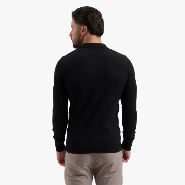 Malelions Knitted Longsleeve Polo Zwart