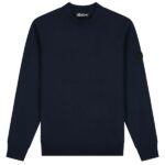 Malelions Knitted Mock Neck Sweater Navy
