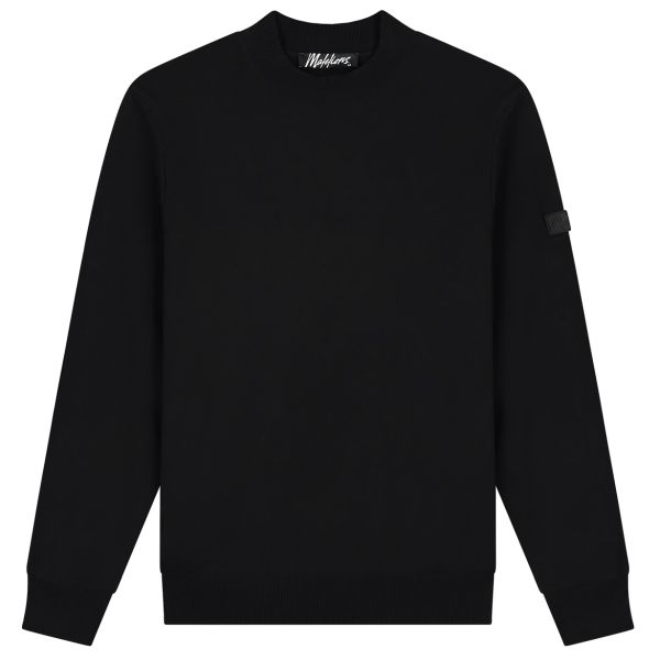 Malelions Knitted Mock Neck Sweater Zwart