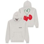 Arbor Antwerp Red Cherries Knitted Hoodie Grijs