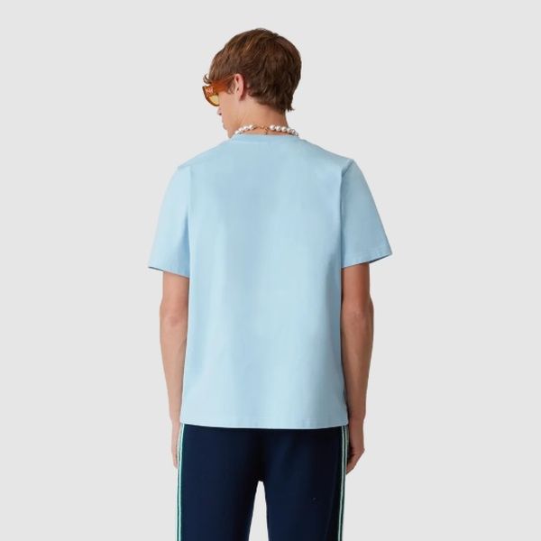 Casablanca Metaphysical Tennis Icon T-shirt Licht Blauw