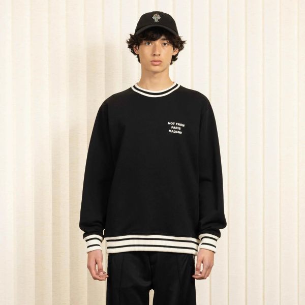 Drôle De Monsieur Slogan Sport Sweater Zwart