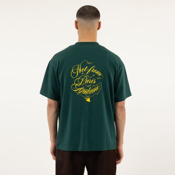 Drôle De Monsieur Slogan Vignes T-shirt Donker Groen