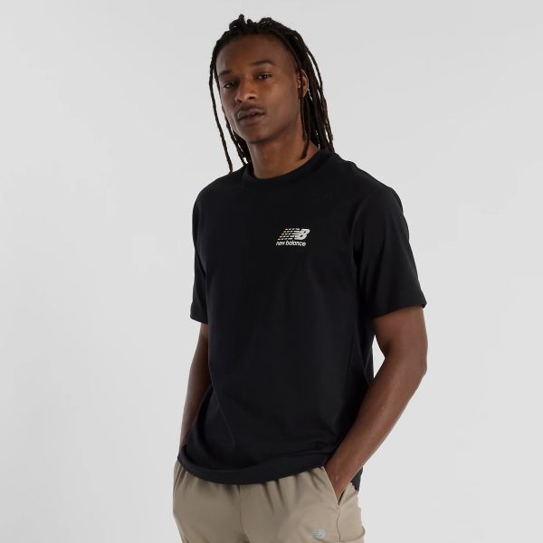 New Balance Athletics Multi Color Logo T-shirt Zwart