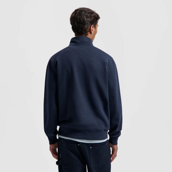 Olaf Block Zip Mock Sweater Navy