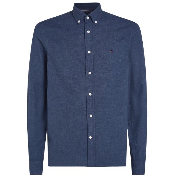Tommy Hilfiger Brushed Linnen Solid Overhemd Navy