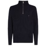 Tommy Hilfiger Chunky Rib Zip Mock Sweater Navy