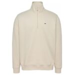Tommy Jeans Regular Fleece Quarter Zip Sweater Off White