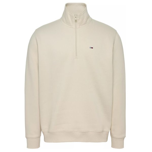 Tommy Jeans Regular Fleece Quarter Zip Sweater Off White