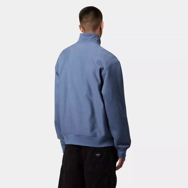 Carhartt WIP Half Zip American Script Sweater Blauw