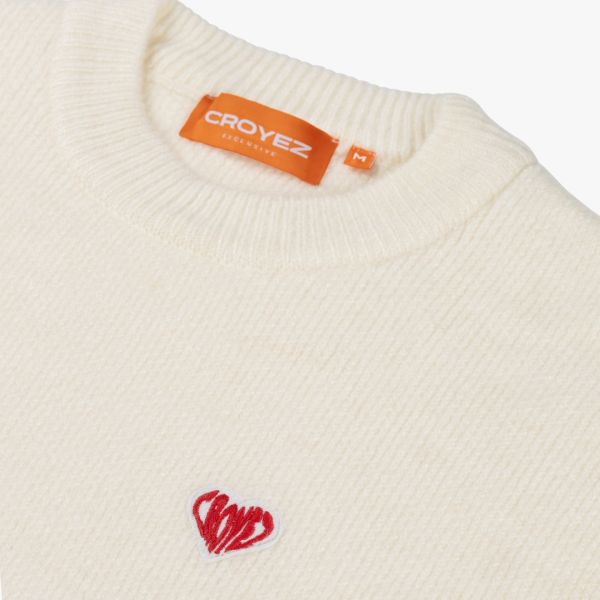Croyez Heart Knit Sweater Off White