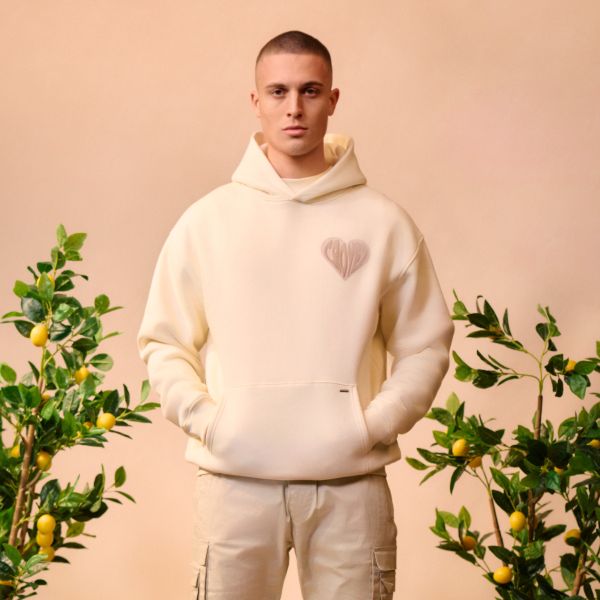 Croyez Puffed Heart Hoodie Off White