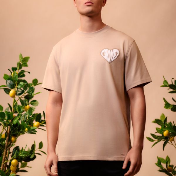 Croyez Puffed Heart T-shirt Beige