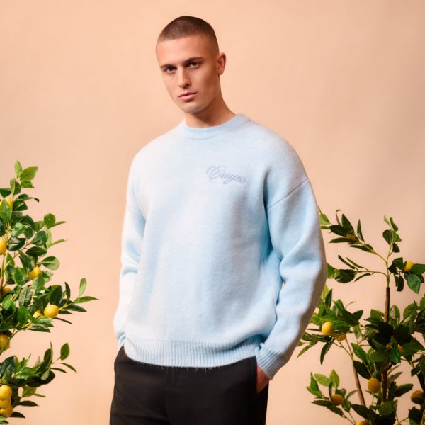 Croyez Script Knit Sweater Licht Blauw