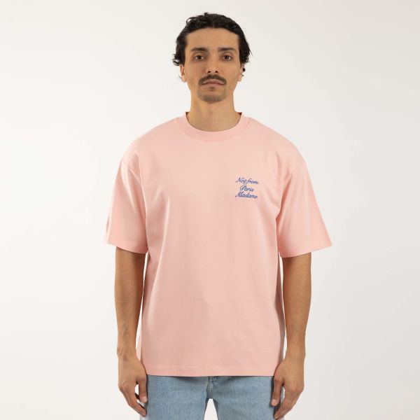 Drôle De Monsieur Slogan Cursive T-shirt Roze