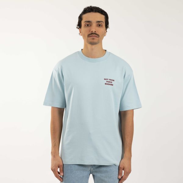 Drôle De Monsieur Slogan T-shirt Licht Blauw