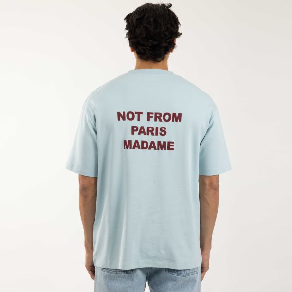 Drôle De Monsieur Slogan T-shirt Licht Blauw