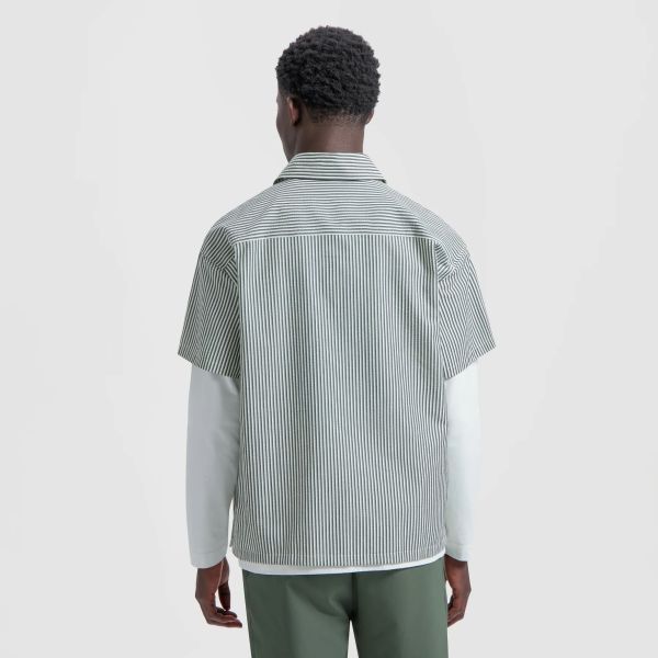 Olaf Boxy Seersucker Stripe Overhemd Grijs