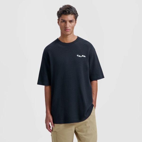 Olaf Wavy Drift Waffle T-shirt Zwart