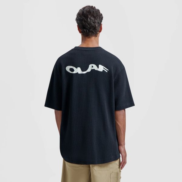 Olaf Wavy Drift Waffle T-shirt Zwart