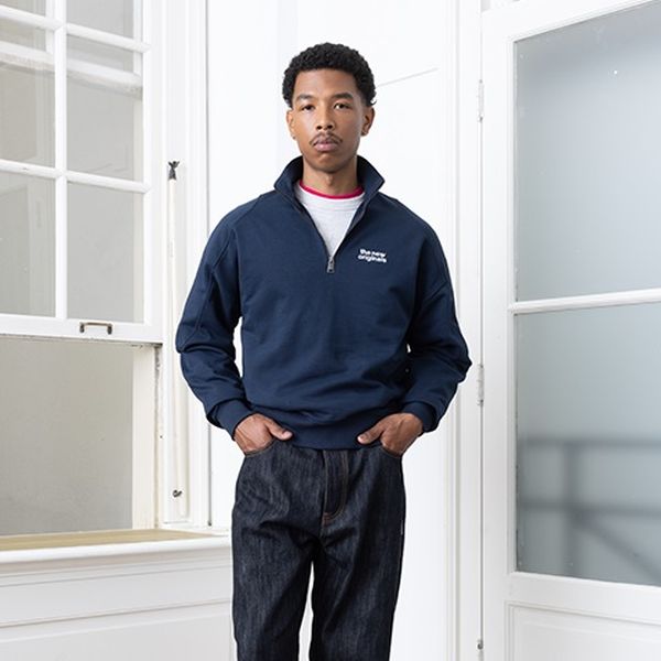 The New Originals Emblem Half Zip Sweater Navy