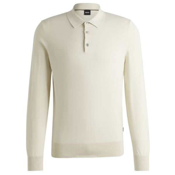 Boss Gemello Longsleeve Knit Polo Off White