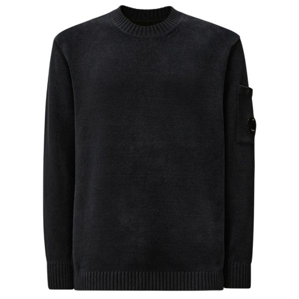 CP Company Chenille Cotton Lens Knit Sweater Navy