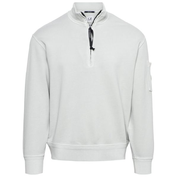 CP Company Cotton Diagonal Fleece Half Zip Sweater Mint