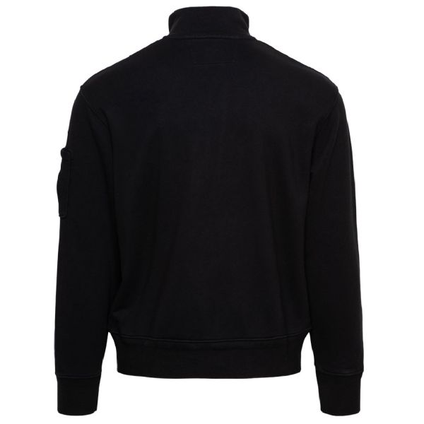 CP Company Cotton Diagonal Fleece Half Zip Sweater Zwart